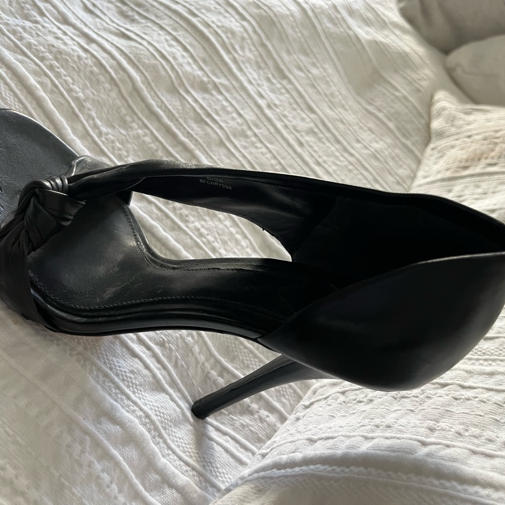 Brian Atwood black leather high heel